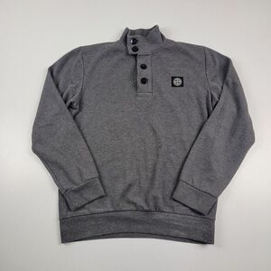 Stone Island Button 1/4 Gray Wool Sweater Men's Medium Long Sleeve